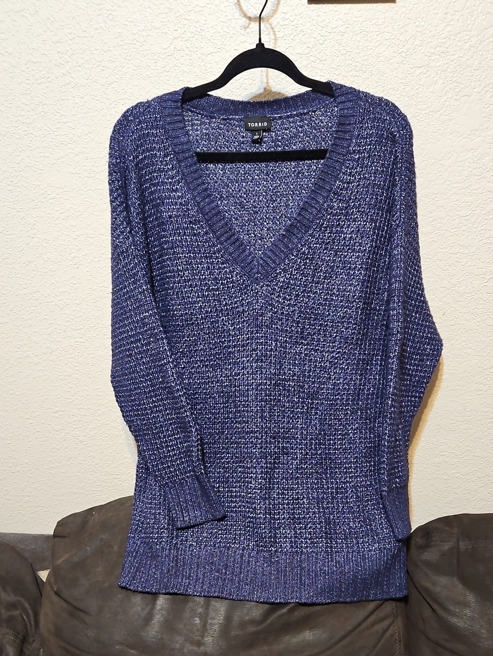 torrid Navy Marled V-Neck Knit Sweater
